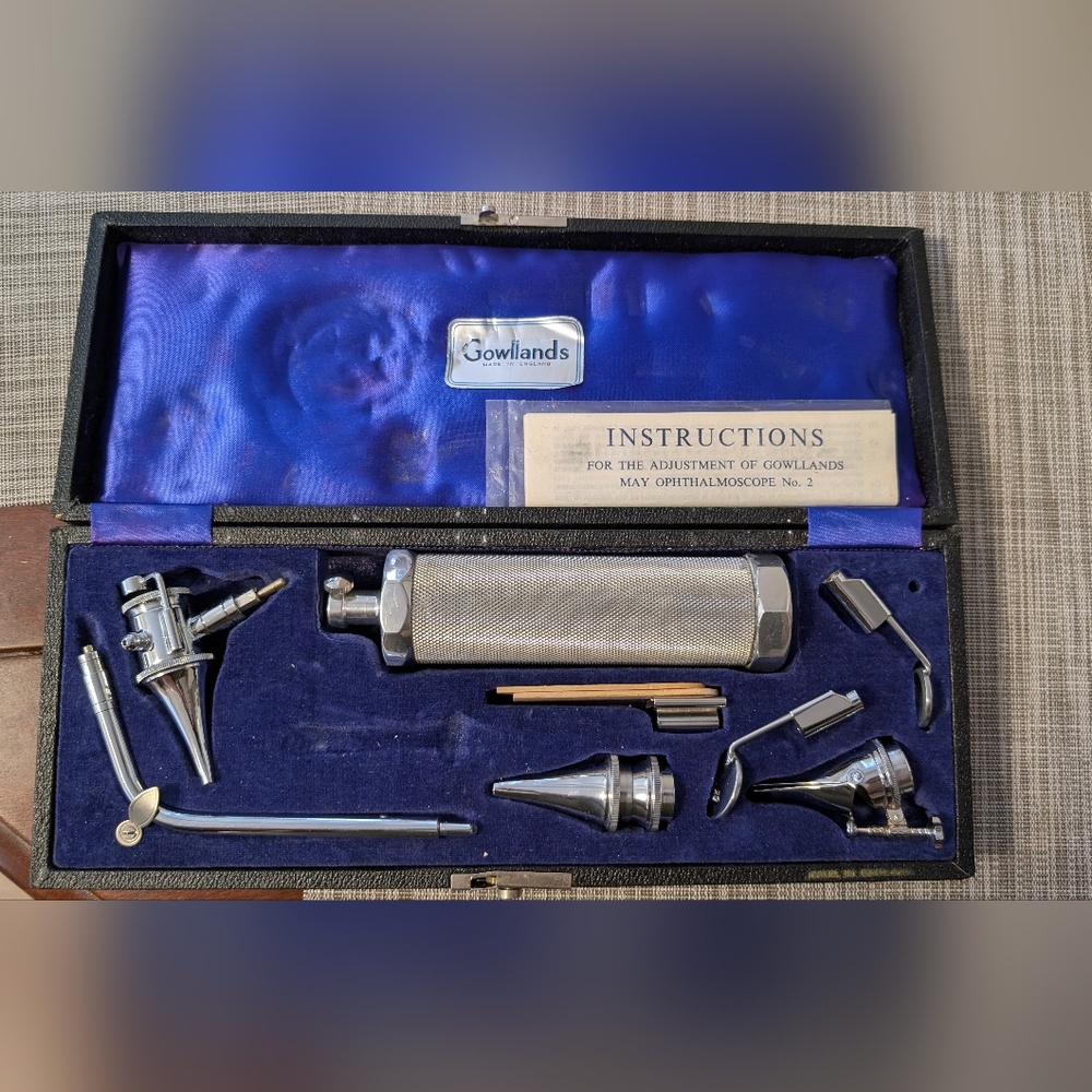 Vintage Gowlands Ophthalmoscope No.2 Diagnostic Set, Made In England, Incomplete